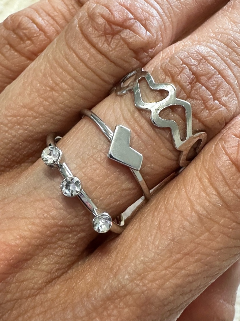 Silver dainty ring set